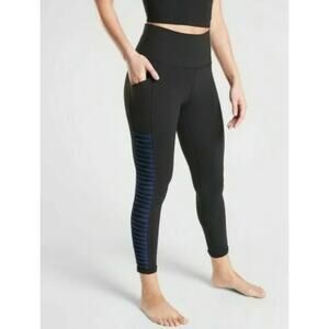 Athleta NWT Salutation Stash Pocket Twist II 7/8 Tight Black/Navy
